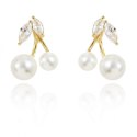Kolczyki WISIENKI ze stali szlachetnej pozłacanej 14k złotem cyrkonie, perły KST3334