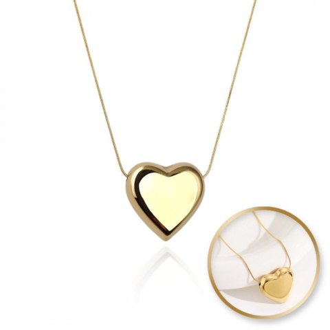 Naszyjnik SERCE stal szlachetna pozłacana 14k złotem, żyłka NST2177