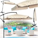 Parasol ogrodowy duży składany z wysięgnikiem 290cm beżowy