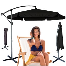 Parasol ogrodowy duży składany z wysięgnikiem 290cm czarny