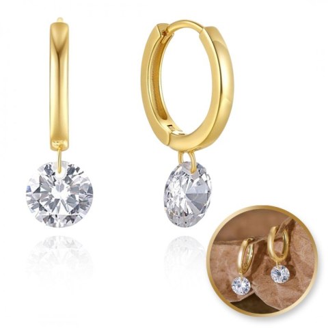 Kolczyki wiszące ze stali szlachetnej platerowane 14k złotem, sztyft srebro S925 KST3391