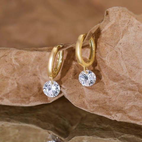 Kolczyki wiszące ze stali szlachetnej platerowane 14k złotem, sztyft srebro S925 KST3391