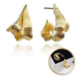 Kolczyki wiszące ze stali szlachetnej platerowane 14k złotem, sztyft srebro S925 KST3392