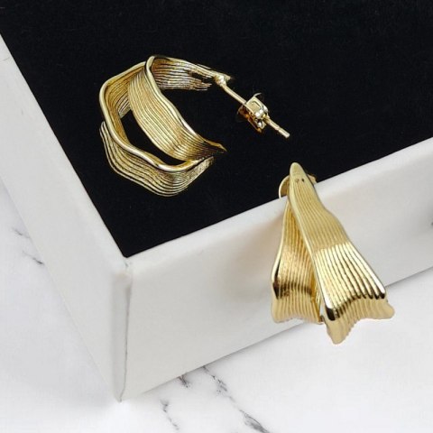 Kolczyki wiszące ze stali szlachetnej platerowane 14k złotem, sztyft srebro S925 KST3392