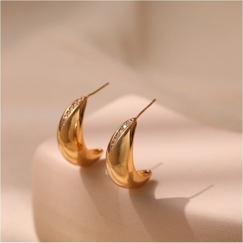 Kolczyki wiszące ze stali szlachetnej platerowane 14k złotem, sztyft srebro S925 KST3393