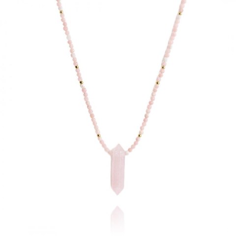 Naszyjnik stal szlachetna pozłacana 14k złotem kryształ górski NST1602