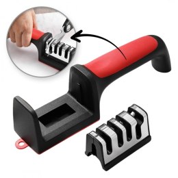 Ostrzałka do noży kuchennych i nożyczek, trójfazowa osełka czaro-czerwona KU01