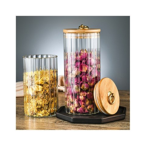 Cukiernica, pojemnik ryflowany z przykrywką bambusowa, rozm. L, 1150 ml 1szt SZK169