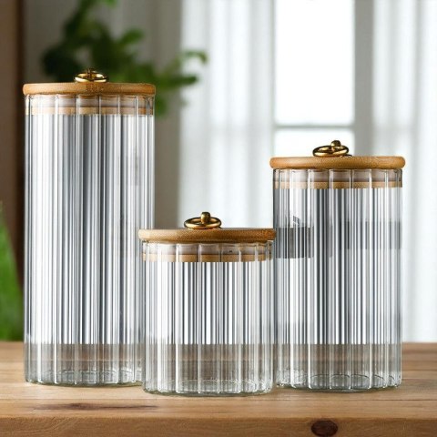 Cukiernica, pojemnik ryflowany z przykrywką bambusowa, rozm. S, 550 ml 1szt SZK167