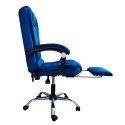 Fotel obrotowy BOSS z podnóżkiem i z masażerem - NIEBIESKI WELUR KO22NW