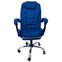 Fotel obrotowy BOSS z podnóżkiem i z masażerem - NIEBIESKI WELUR KO22NW