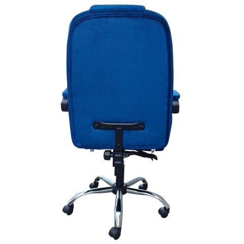 Fotel obrotowy BOSS z podnóżkiem i z masażerem - NIEBIESKI WELUR KO22NW