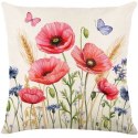 Lniana poszewka na poduszkę 45 x 45 cm z motywem wiosennym MAKI POD217