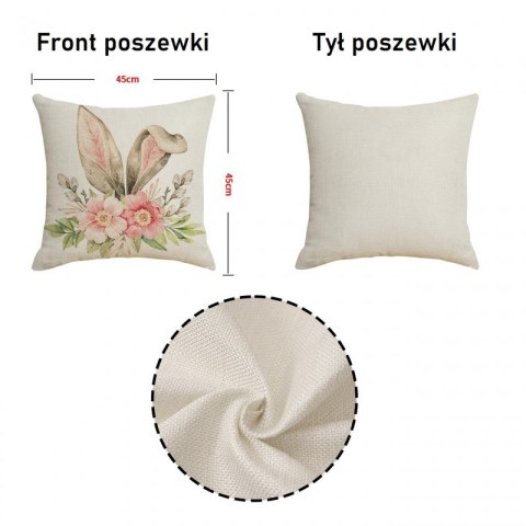 Lniana poszewka na poduszkę 45 x 45 cm WIŚNIE i KOKARDA różowa POD229