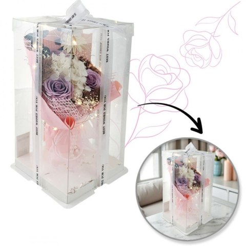 Bukiet zapachowych kwiatów mydlanych w pudełku na prezent, świecące LED BUK18