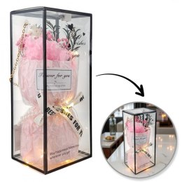 Bukiet zapachowych kwiatów mydlanych w pudełku na prezent, świecące LED BUK20