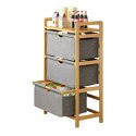 Bambusowy regał, szafka z materiałowymi szufladami SZ43