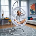 Fotel wiszący huśtawka kokon z poduszkami biały - KR36