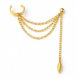 Kolczyki nausznice z listkiem, łańcuszki K625Z