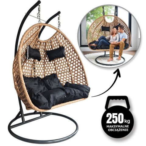 Fotel wiszący, huśtawka kokon z poduszkami DWUOSOBOWY KR34