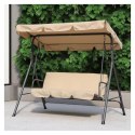 Huśtawka ogrodowa 3-osobowa z baldachimem i 2 poduszkami, beżowa HO01K