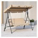 Huśtawka ogrodowa 3-osobowa z baldachimem i 2 poduszkami, beżowa HO01K