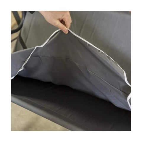 Huśtawka ogrodowa 3-osobowa z baldachimem i 2 poduszkami, czarna HO01CZ