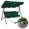 Huśtawka ogrodowa 3-osobowa z baldachimem i 2 poduszkami, zielona HO01ZIE