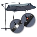 Parasol ogrodowy z oświetleniem SOLAR LED, wysięgnik i falbanka, grafitowy 3,5 m. OGP11SZ