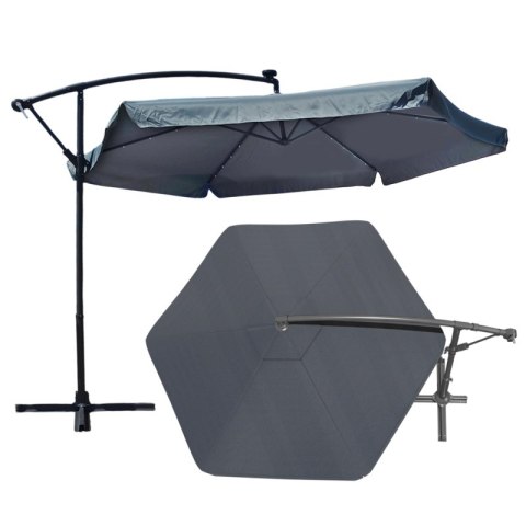 Parasol ogrodowy z oświetleniem SOLAR LED, wysięgnik i falbanka, grafitowy 3,5 m. OGP11SZ