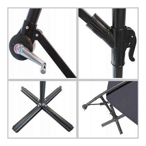 Parasol ogrodowy z oświetleniem SOLAR LED, wysięgnik i falbanka, grafitowy 3,5 m. OGP11SZ