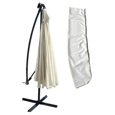 Parasol ogrodowy z oświetleniem SOLAR LED, wysięgnik i falbanka, kremowy 3,5 m. OGP11K