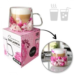 Szklanka termiczna z hortensją w środku róż 180 ml 1szt SZK188