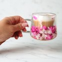 Szklanka termiczna z hortensją w środku róż 180 ml 1szt SZK188