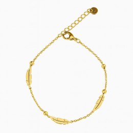 Bransoletka na rękę stal chirurgiczna pozłacana 14k złotem PIÓRKA BST1396