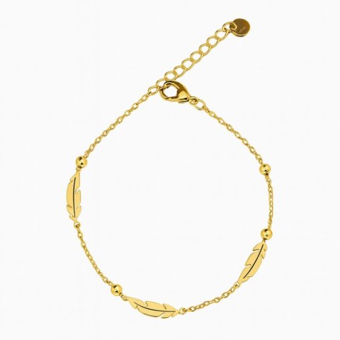 Bransoletka na rękę stal chirurgiczna pozłacana 14k złotem PIÓRKA BST1396