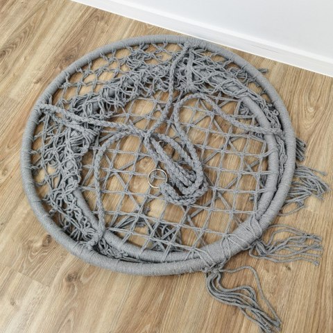 Fotel wiszący bocianie gniazdo hamak BOHO, huśtawka z poduszką Szara KR33SZ