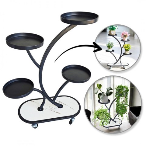 Kwietnik, regał, stojak na kwiaty metalowy na kółkach 50x 25x 80cm SZ43CZ