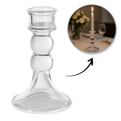 Świecznik dekoracyjny, szklany Glamour 13 cm - SW17