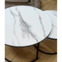 Zestaw okrągłych stolików kawowych 2w1 biały marmur 60 i 80 cm STL14