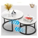 Zestaw okrągłych stolików kawowych 2w1 biały marmur 60 i 80 cm STL14