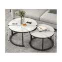 Zestaw okrągłych stolików kawowych 2w1 biały marmur 60 i 80 cm STL14