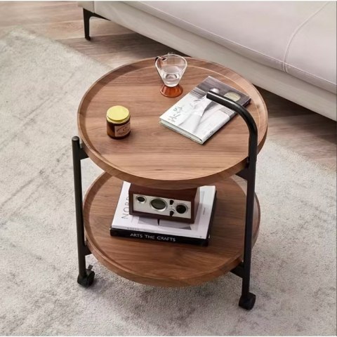 Stolik kawowy dwupoziomowy 50x50x64cm mobilny STL22