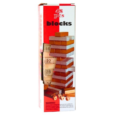 Drewniana Układanka Wieża Jenga Liczby Zręczność