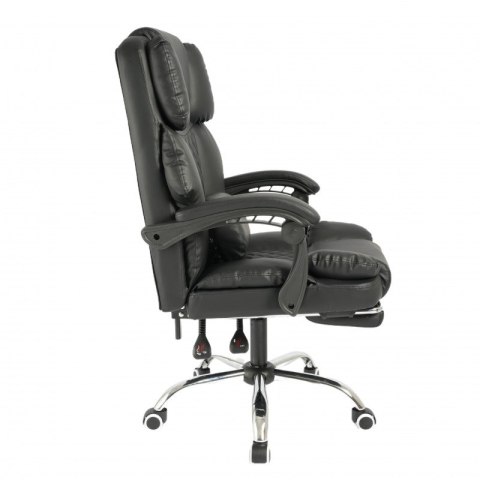 Fotel biurowy obrotowy MASTER PRESTIGE, podnóżek i masażer- ecoskóra czarny KO42CZ