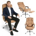 Fotel biurowy obrotowy MASTER PRESTIGE, podnóżek i masażer- ecoskóra kawowy KO42CAP