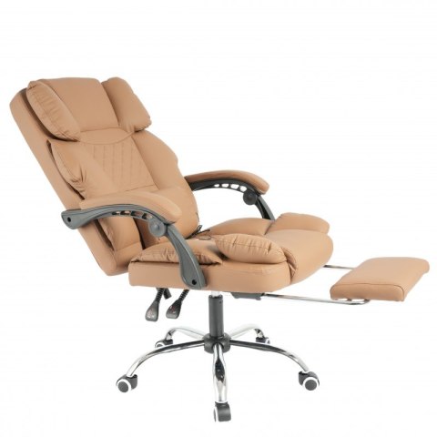 Fotel biurowy obrotowy MASTER PRESTIGE, podnóżek i masażer- ecoskóra kawowy KO42CAP