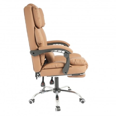 Fotel biurowy obrotowy MASTER PRESTIGE, podnóżek i masażer- ecoskóra kawowy KO42CAP