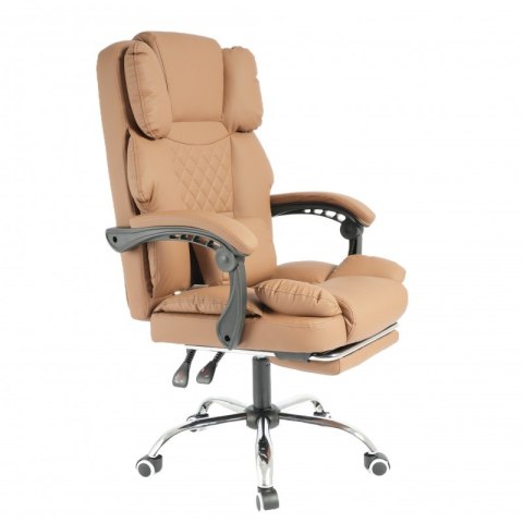 Fotel biurowy obrotowy MASTER PRESTIGE, podnóżek i masażer- ecoskóra kawowy KO42CAP