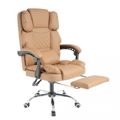Fotel biurowy obrotowy MASTER PRESTIGE, podnóżek i masażer- ecoskóra kawowy KO42CAP